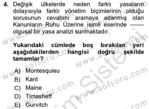 Hukuk Sosyolojisi Dersi 2023 - 2024 Yılı Yaz Okulu Sınav Soruları 4. Soru