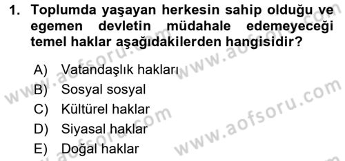 Hukuk Sosyolojisi Dersi 2024 - 2025 Yılı (Vize) Ara Sınav Soruları 1. Soru