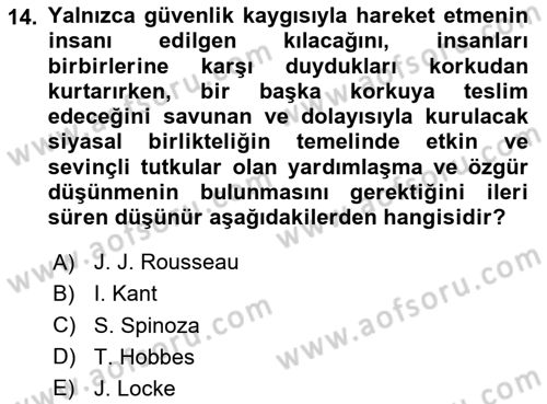 Hukuk Sosyolojisi Dersi 2024 - 2025 Yılı (Final) Dönem Sonu Sınav Soruları 14. Soru