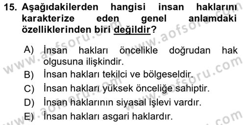 Hukuk Sosyolojisi Dersi 2024 - 2025 Yılı (Final) Dönem Sonu Sınav Soruları 15. Soru