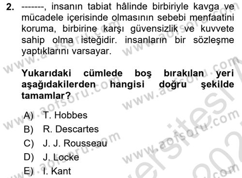 Hukuk Sosyolojisi Dersi 2024 - 2025 Yılı (Final) Dönem Sonu Sınav Soruları 2. Soru