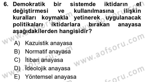 Hukuk Sosyolojisi Dersi 2024 - 2025 Yılı (Final) Dönem Sonu Sınav Soruları 6. Soru