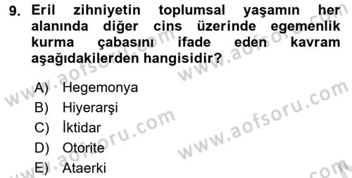 Hukuk Sosyolojisi Dersi 2024 - 2025 Yılı (Final) Dönem Sonu Sınav Soruları 9. Soru