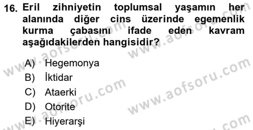 Hukuk Sosyolojisi Dersi 2024 - 2025 Yılı Yaz Okulu Sınav Soruları 16. Soru