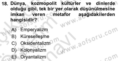 Hukuk Sosyolojisi Dersi 2024 - 2025 Yılı Yaz Okulu Sınav Soruları 18. Soru