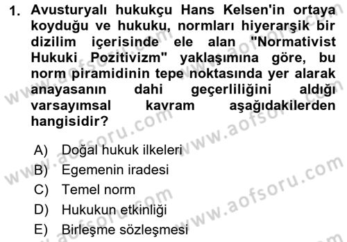 Hukuk Sosyolojisi Dersi 2025 - 2026 Yılı (Final) Dönem Sonu Sınav Soruları 1. Soru