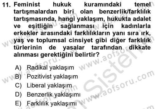 Hukuk Sosyolojisi Dersi 2025 - 2026 Yılı (Final) Dönem Sonu Sınav Soruları 11. Soru