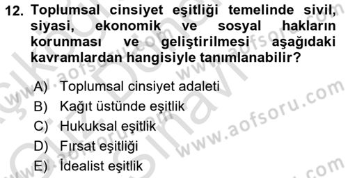 Hukuk Sosyolojisi Dersi 2025 - 2026 Yılı (Final) Dönem Sonu Sınav Soruları 12. Soru