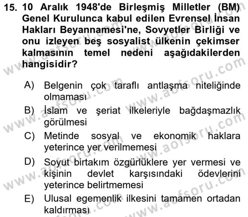 Hukuk Sosyolojisi Dersi 2025 - 2026 Yılı (Final) Dönem Sonu Sınav Soruları 15. Soru
