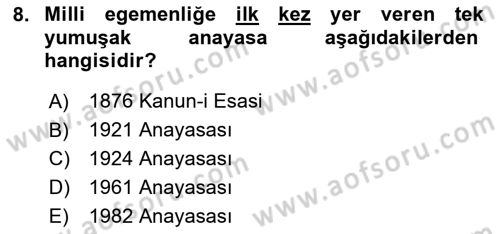 Hukuk Sosyolojisi Dersi 2025 - 2026 Yılı (Final) Dönem Sonu Sınav Soruları 8. Soru