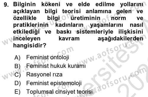 Hukuk Sosyolojisi Dersi 2025 - 2026 Yılı (Final) Dönem Sonu Sınav Soruları 9. Soru