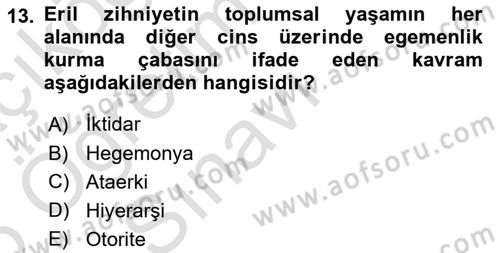 Hukuk Sosyolojisi Dersi 2025 - 2026 Yılı Yaz Okulu Sınav Soruları 13. Soru