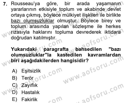Hukuk Sosyolojisi Dersi 2025 - 2026 Yılı Yaz Okulu Sınav Soruları 7. Soru