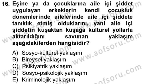Suç Sosyolojisi Dersi 2012 - 2013 Yılı (Vize) Ara Sınav Soruları 16. Soru