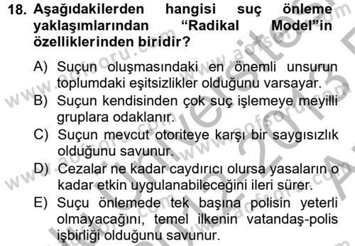 Suç Sosyolojisi Dersi 2012 - 2013 Yılı (Vize) Ara Sınav Soruları 18. Soru