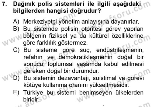Suç Sosyolojisi Dersi 2012 - 2013 Yılı (Vize) Ara Sınav Soruları 7. Soru
