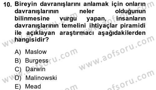 Suç Sosyolojisi Dersi 2013 - 2014 Yılı (Vize) Ara Sınav Soruları 10. Soru