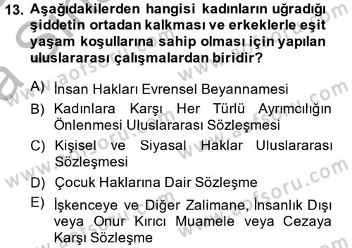 Suç Sosyolojisi Dersi 2013 - 2014 Yılı (Vize) Ara Sınav Soruları 13. Soru