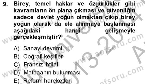 Suç Sosyolojisi Dersi 2013 - 2014 Yılı (Vize) Ara Sınav Soruları 9. Soru