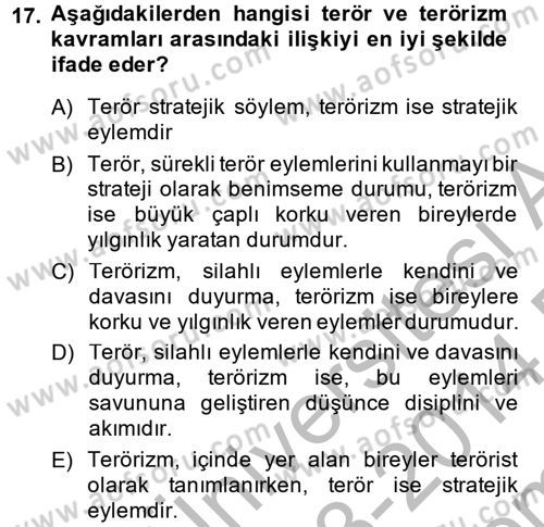 Suç Sosyolojisi Dersi 2013 - 2014 Yılı (Final) Dönem Sonu Sınav Soruları 17. Soru