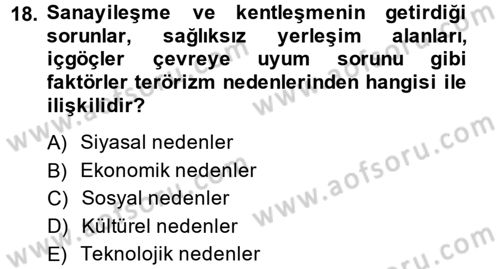 Suç Sosyolojisi Dersi 2013 - 2014 Yılı (Final) Dönem Sonu Sınav Soruları 18. Soru