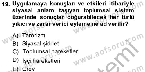 Suç Sosyolojisi Dersi 2013 - 2014 Yılı (Final) Dönem Sonu Sınav Soruları 19. Soru