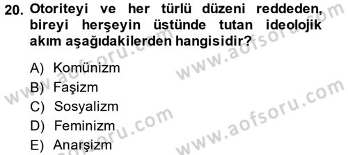 Suç Sosyolojisi Dersi 2013 - 2014 Yılı (Final) Dönem Sonu Sınav Soruları 20. Soru