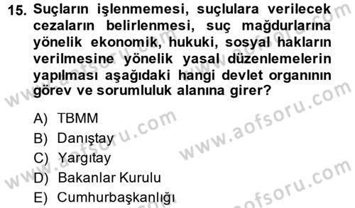 Suç Sosyolojisi Dersi 2013 - 2014 Yılı Tek Ders Sınav Soruları 15. Soru