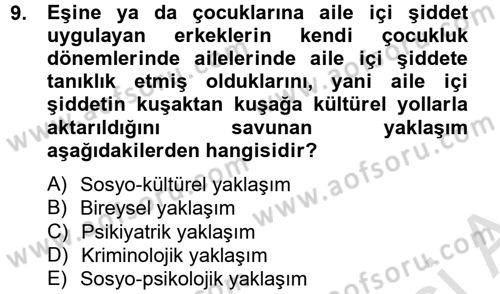 Suç Sosyolojisi Dersi 2013 - 2014 Yılı Tek Ders Sınav Soruları 9. Soru