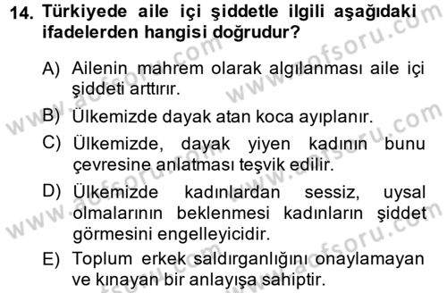 Suç Sosyolojisi Dersi 2014 - 2015 Yılı (Vize) Ara Sınav Soruları 14. Soru