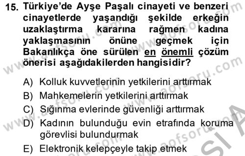 Suç Sosyolojisi Dersi 2014 - 2015 Yılı (Vize) Ara Sınav Soruları 15. Soru