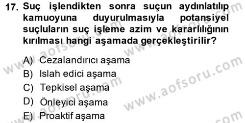 Suç Sosyolojisi Dersi 2014 - 2015 Yılı (Vize) Ara Sınav Soruları 17. Soru