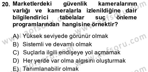 Suç Sosyolojisi Dersi 2014 - 2015 Yılı (Vize) Ara Sınav Soruları 20. Soru