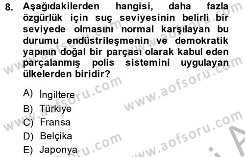 Suç Sosyolojisi Dersi 2014 - 2015 Yılı (Vize) Ara Sınav Soruları 8. Soru