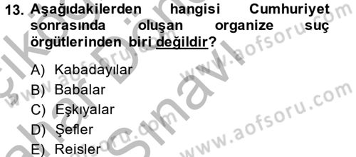 Suç Sosyolojisi Dersi 2014 - 2015 Yılı (Final) Dönem Sonu Sınav Soruları 13. Soru