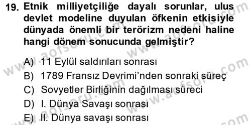 Suç Sosyolojisi Dersi 2014 - 2015 Yılı (Final) Dönem Sonu Sınav Soruları 19. Soru