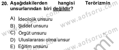 Suç Sosyolojisi Dersi 2014 - 2015 Yılı (Final) Dönem Sonu Sınav Soruları 20. Soru