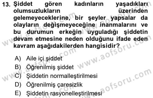 Suç Sosyolojisi Dersi 2015 - 2016 Yılı (Vize) Ara Sınav Soruları 13. Soru