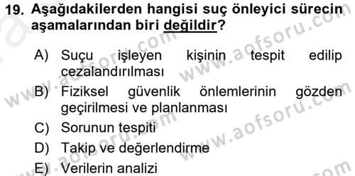 Suç Sosyolojisi Dersi 2015 - 2016 Yılı (Vize) Ara Sınav Soruları 19. Soru