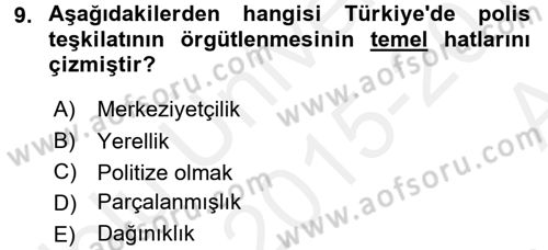 Suç Sosyolojisi Dersi 2015 - 2016 Yılı (Vize) Ara Sınav Soruları 9. Soru