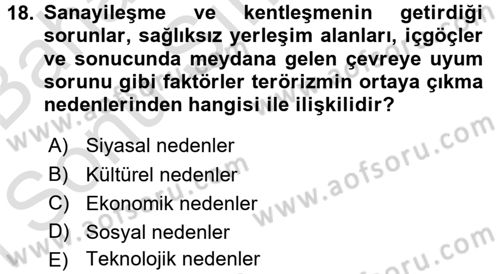 Suç Sosyolojisi Dersi 2015 - 2016 Yılı (Final) Dönem Sonu Sınav Soruları 18. Soru