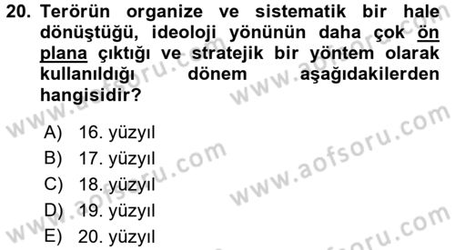 Suç Sosyolojisi Dersi 2015 - 2016 Yılı (Final) Dönem Sonu Sınav Soruları 20. Soru