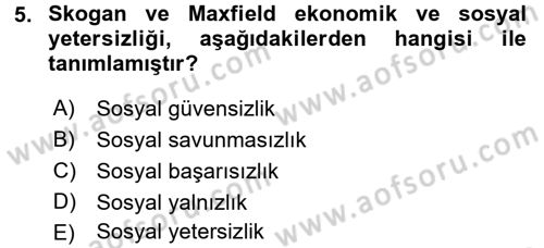 Suç Sosyolojisi Dersi 2015 - 2016 Yılı (Final) Dönem Sonu Sınav Soruları 5. Soru