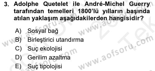 Suç Sosyolojisi Dersi 2015 - 2016 Yılı Tek Ders Sınav Soruları 3. Soru