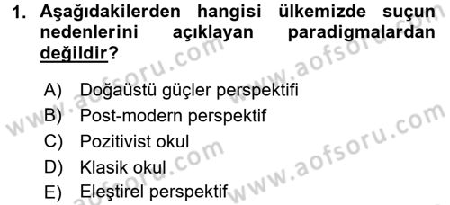 Suç Sosyolojisi Dersi 2016 - 2017 Yılı 3 Ders Sınav Soruları 1. Soru