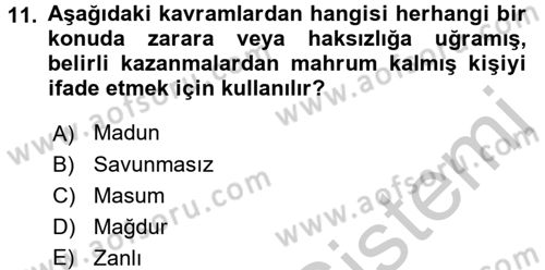 Suç Sosyolojisi Dersi 2016 - 2017 Yılı 3 Ders Sınav Soruları 11. Soru
