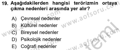 Suç Sosyolojisi Dersi 2016 - 2017 Yılı 3 Ders Sınav Soruları 19. Soru