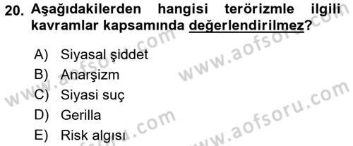 Suç Sosyolojisi Dersi 2016 - 2017 Yılı 3 Ders Sınav Soruları 20. Soru