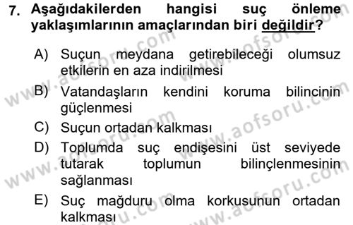 Suç Sosyolojisi Dersi 2016 - 2017 Yılı 3 Ders Sınav Soruları 7. Soru