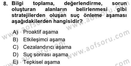 Suç Sosyolojisi Dersi 2016 - 2017 Yılı 3 Ders Sınav Soruları 8. Soru